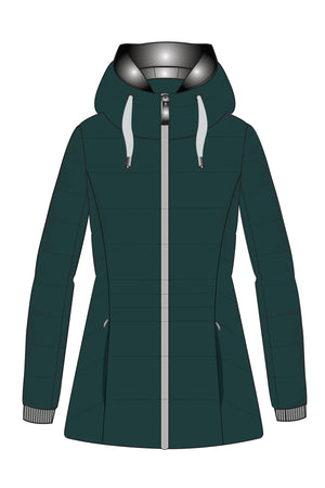 HOODED ZIP FRONT PUFFER WITH STORM CUFF