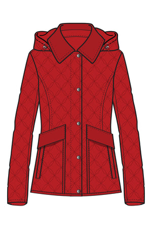 HOODED QUILT WITH CORDUROY TRIM