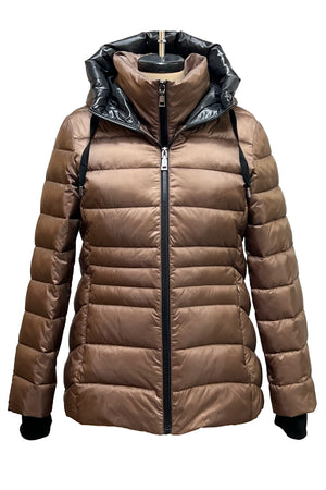 HOODED ZIP FRONT PUFFER WITH STORM CUFF