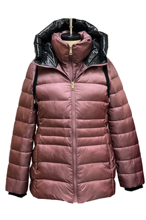 HOODED ZIP FRONT PUFFER WITH STORM CUFF