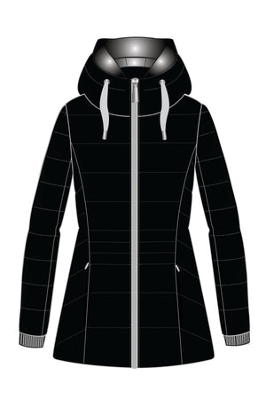 HOODED ZIP FRONT PUFFER WITH STORM CUFF