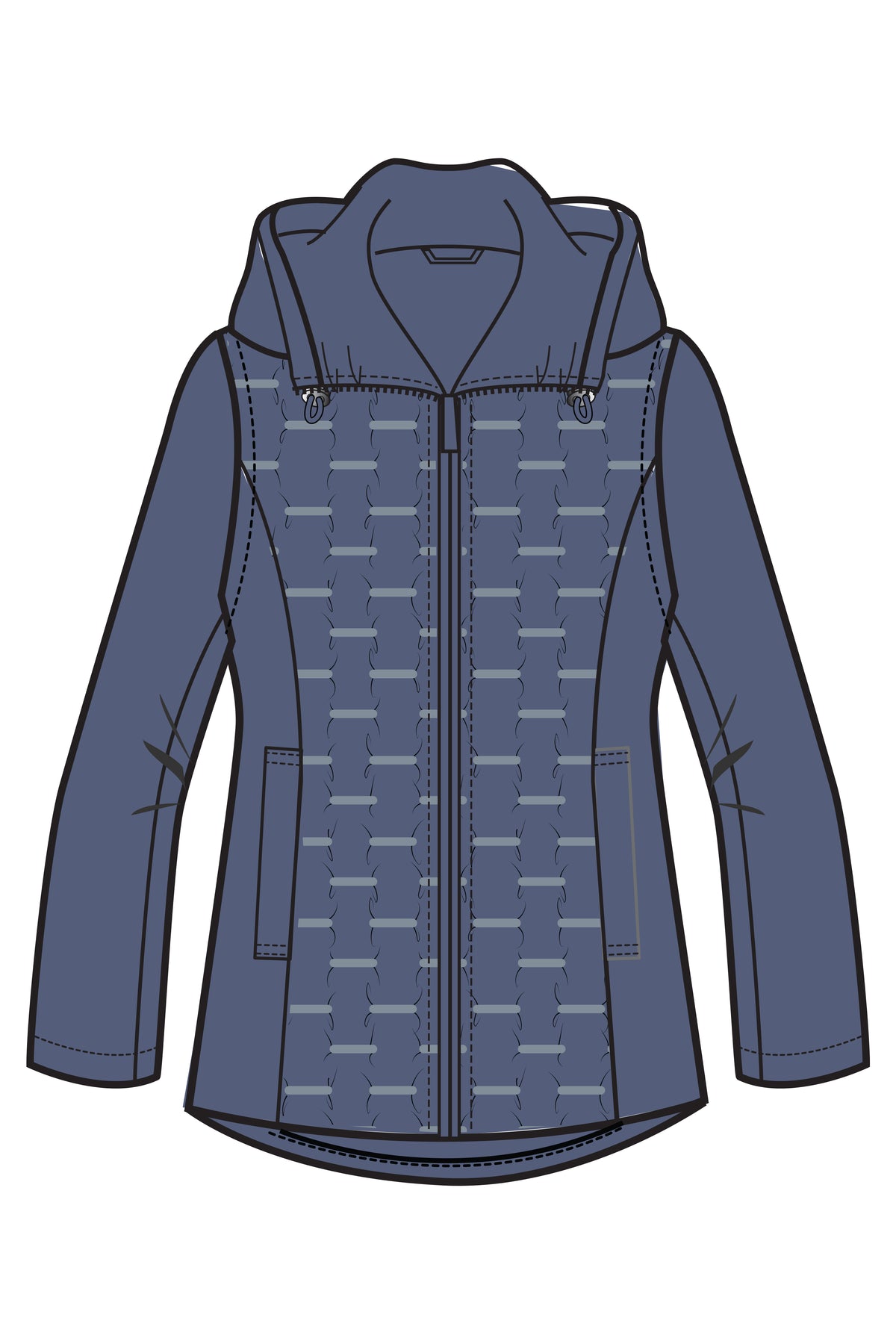 HOODED RECYCLED HEAT PRESS JACKET WITH REMOVABLE SLEEVES
