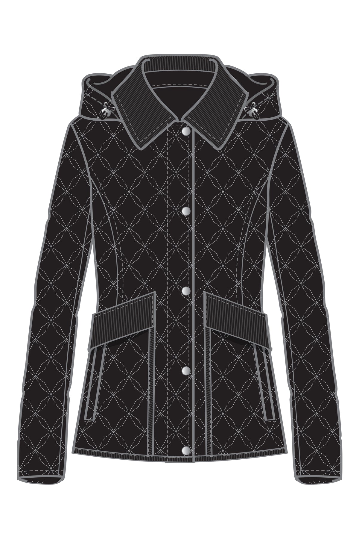 HOODED QUILT WITH CORDUROY TRIM