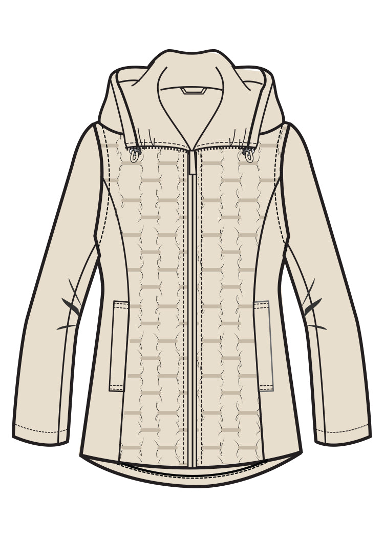 HOODED RECYCLED HEAT PRESS JACKET WITH REMOVABLE SLEEVES